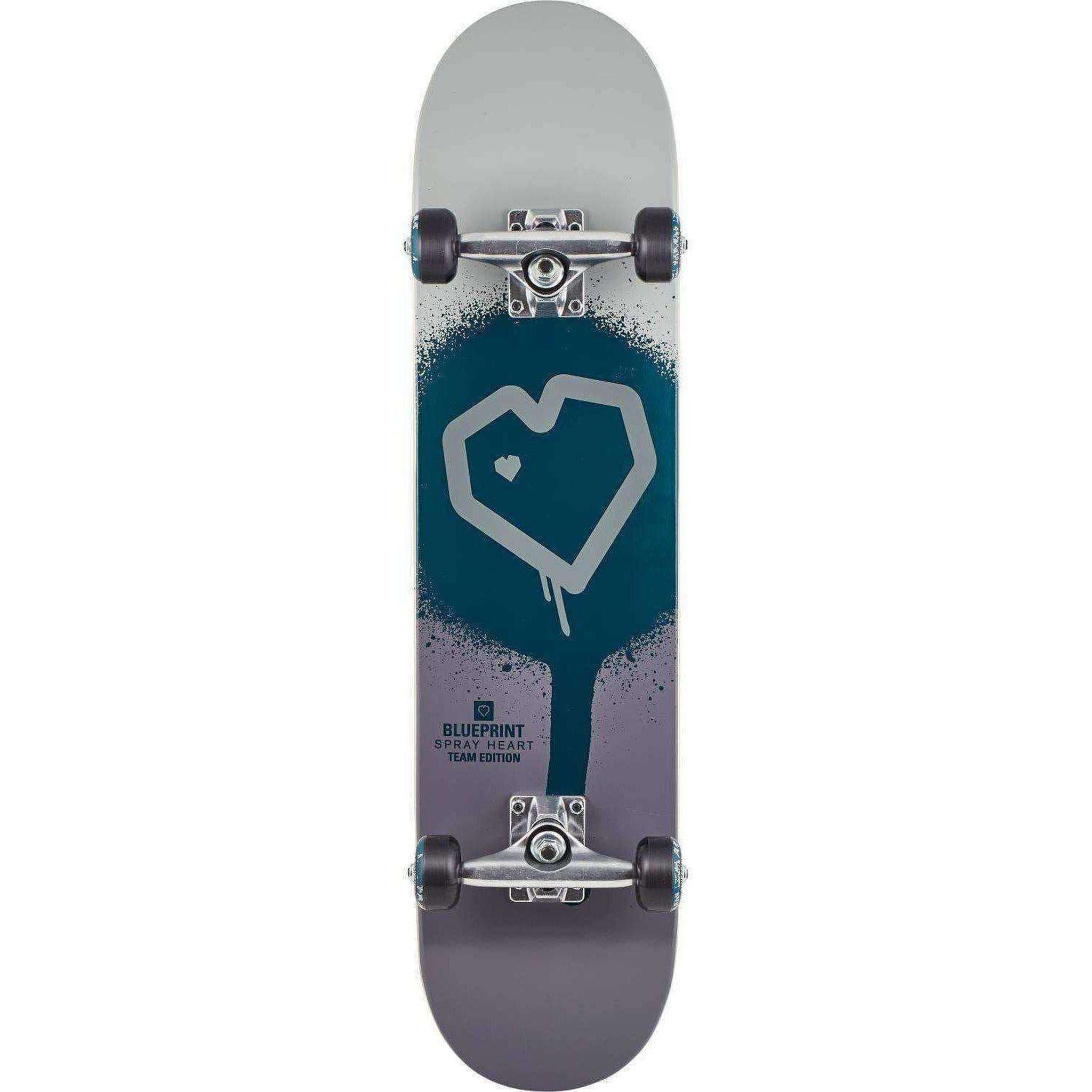 Blueprint Spray Heart Komplet Skateboard - Grey-ScootWorld.dk