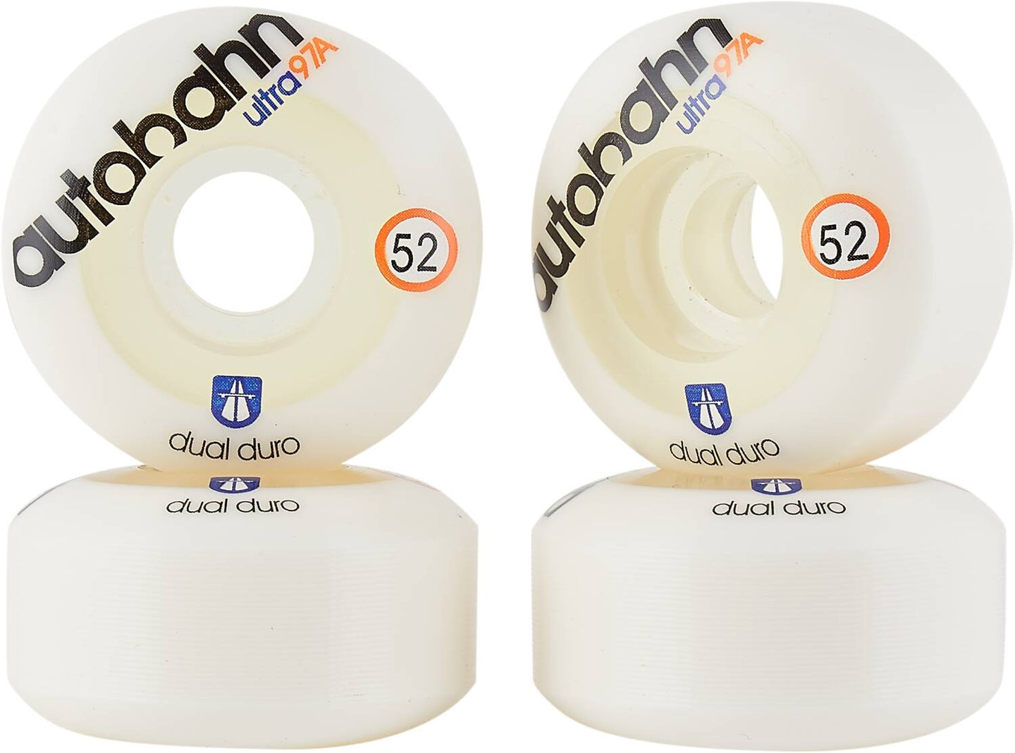 Autobahn Dual Duro Ultra Classic 97A Skateboard Wheels 4-Pack - White