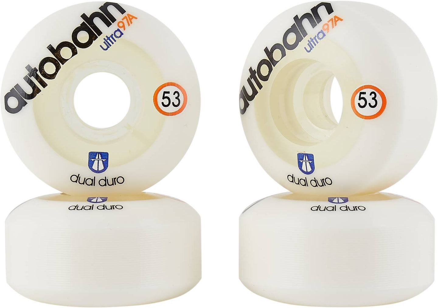 Autobahn Dual Duro Ultra Classic 97A Skateboard Wheels 4-Pack - White