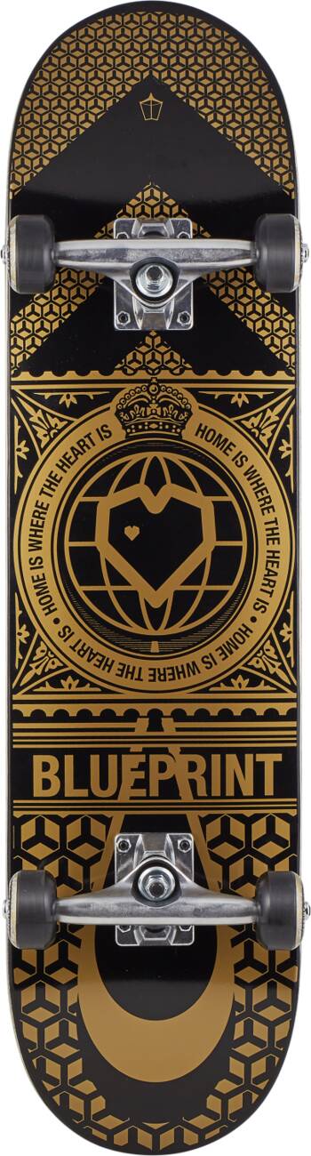 Blueprint Home Heart Complete Skateboard - Black/Gold