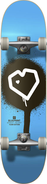 Blueprint Spray Heart V2 Complete Skateboard - Blue/Black/White