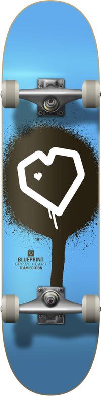 Blueprint Spray Heart V2 Skateboard Complets - Blue/Black/White