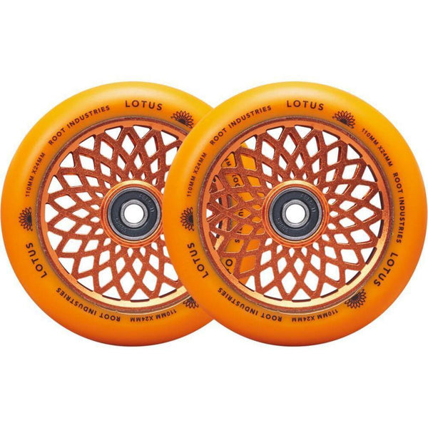 Root Lotus Hjul Til Løbehjul 2-Pak - Radiant Orange-ScootWorld.dk