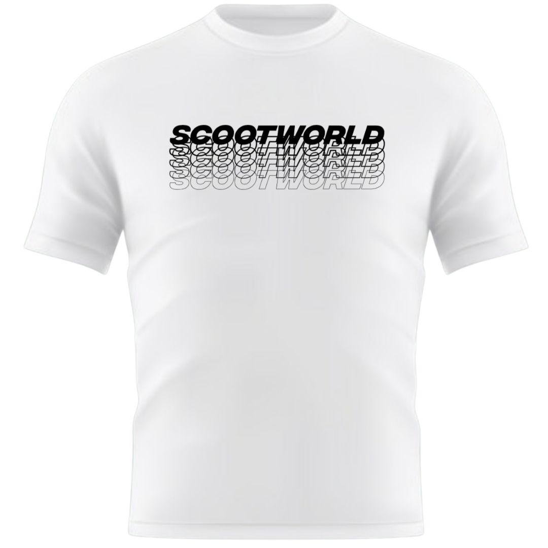 ScootWorld Repeat Logo Tshirt - White-ScootWorld.dk