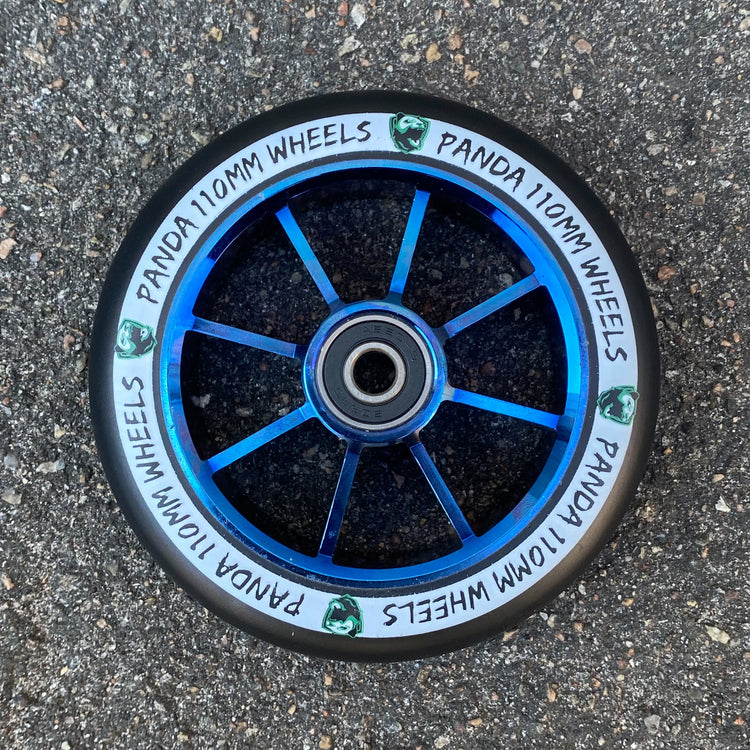 Panda Spoked V2 110mm Hjul Til Løbehjul - Blue Chrome-ScootWorld.dk