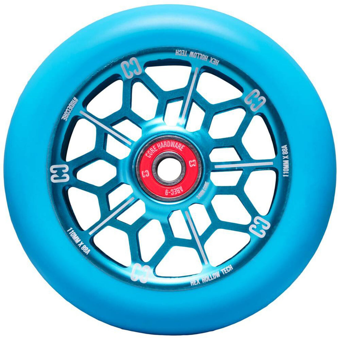 CORE Hex Hollow Hjul Til Løbehjul - Teal-ScootWorld.dk