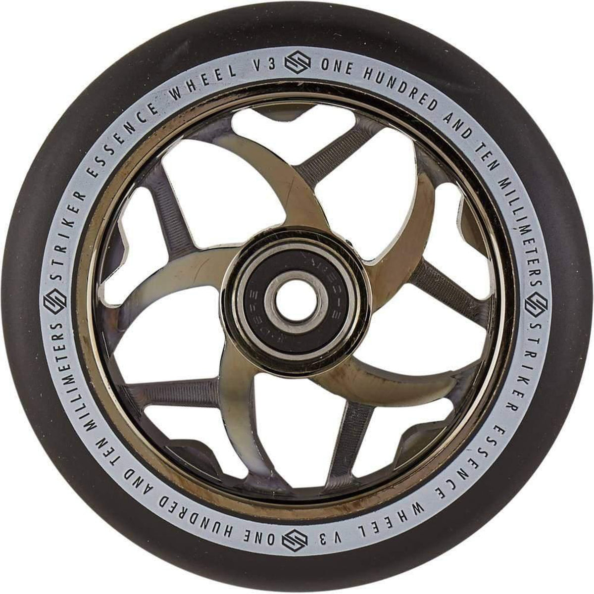 Striker Essence V3 Sort PU 110mm Hjul Til Løbehjul - Metallic Black-ScootWorld.dk